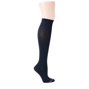 Dr Motion Black Diamond Patterned Compression Knee-Hi Socks for Shoe Size 4-10